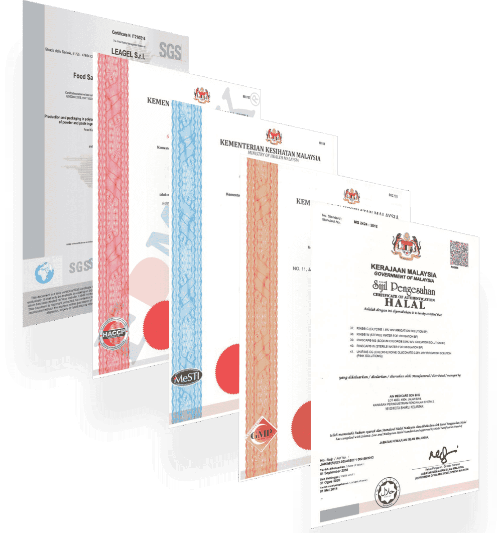 Edmark Industries certifications: ISO 9001:2015, ISO 22000:2018, GMP, HACCP and Halal