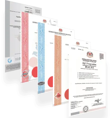 Edmark Industries certifications: ISO 9001:2015, ISO 22000:2018, GMP, HACCP and Halal